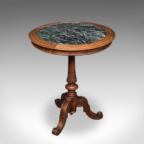 Antique Decanter Table, English, Walnut, Marble, Wine, Cocktail, High Victorian