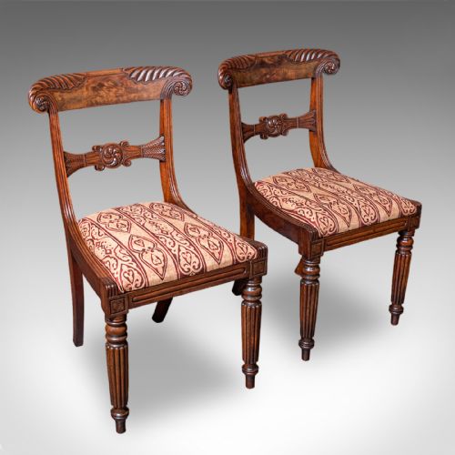 Pair of Antique Hall Chairs, English, Reception Seat, Morning Room, William IV