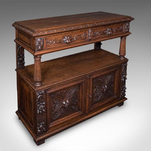 Large Antique Buffet, Scottish, Oak, Server, Sideboard, Gothic Taste, Victorian