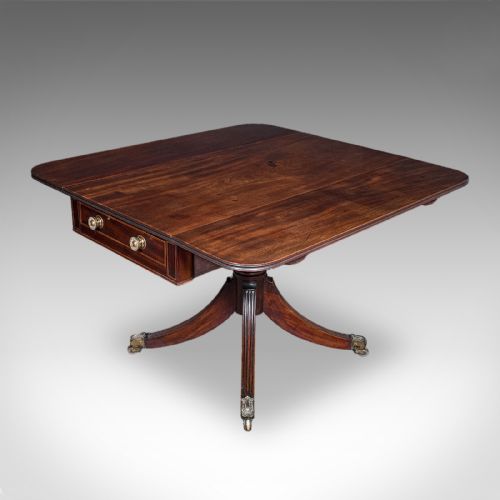Large Antique Pembroke Table, English, Drop Leaf, Dining Table, 4 Seat, Regency
