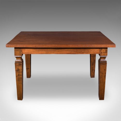 fig 3. An Edwardian rectangular walnut dining table featuring square tapered legs with shoulder moulding and a smooth wood top.
