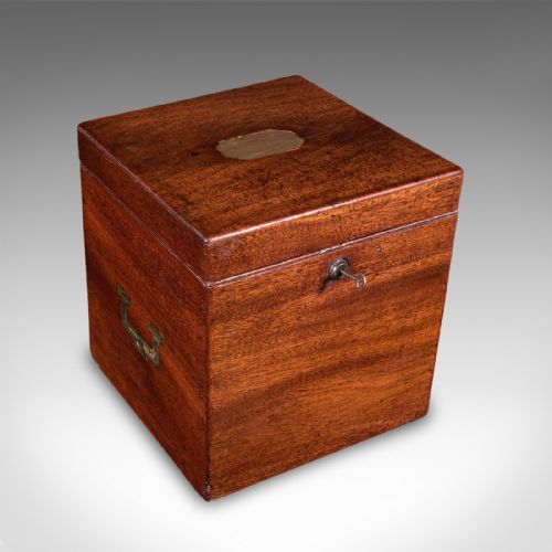 Antique Four Decanter Storage Box, English, Bottle Case, Bramah Lock, Georgian