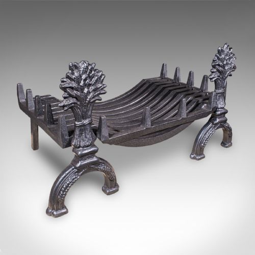 Antique Country House Fireplace Set, English, Fire Basket, Andirons, Victorian