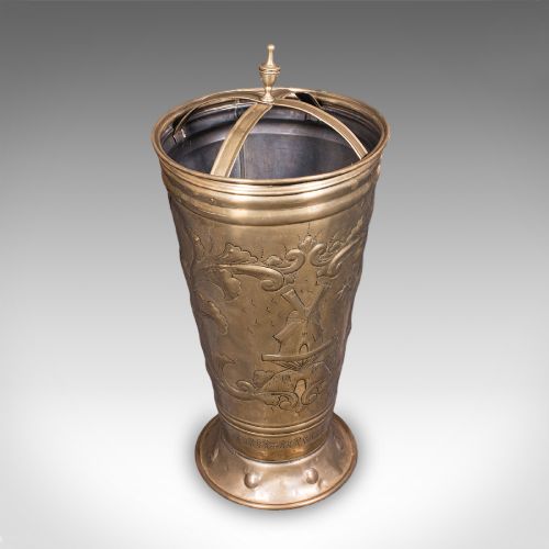 Antique Hotel Foyer Umbrella Stand, Dutch, Brass, Walking Stick Stand, Victorian