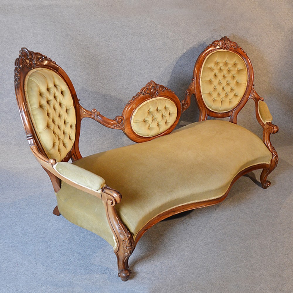 Antique Sofa Spoonback Double Ended Couch Settee English Victorian Styled c1920