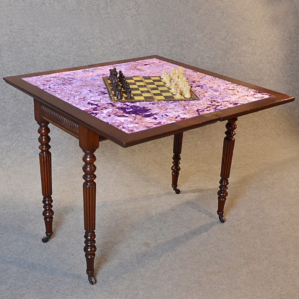 Antique Card Table Quality Folding Tea Games Sofa English Mahogany c1890