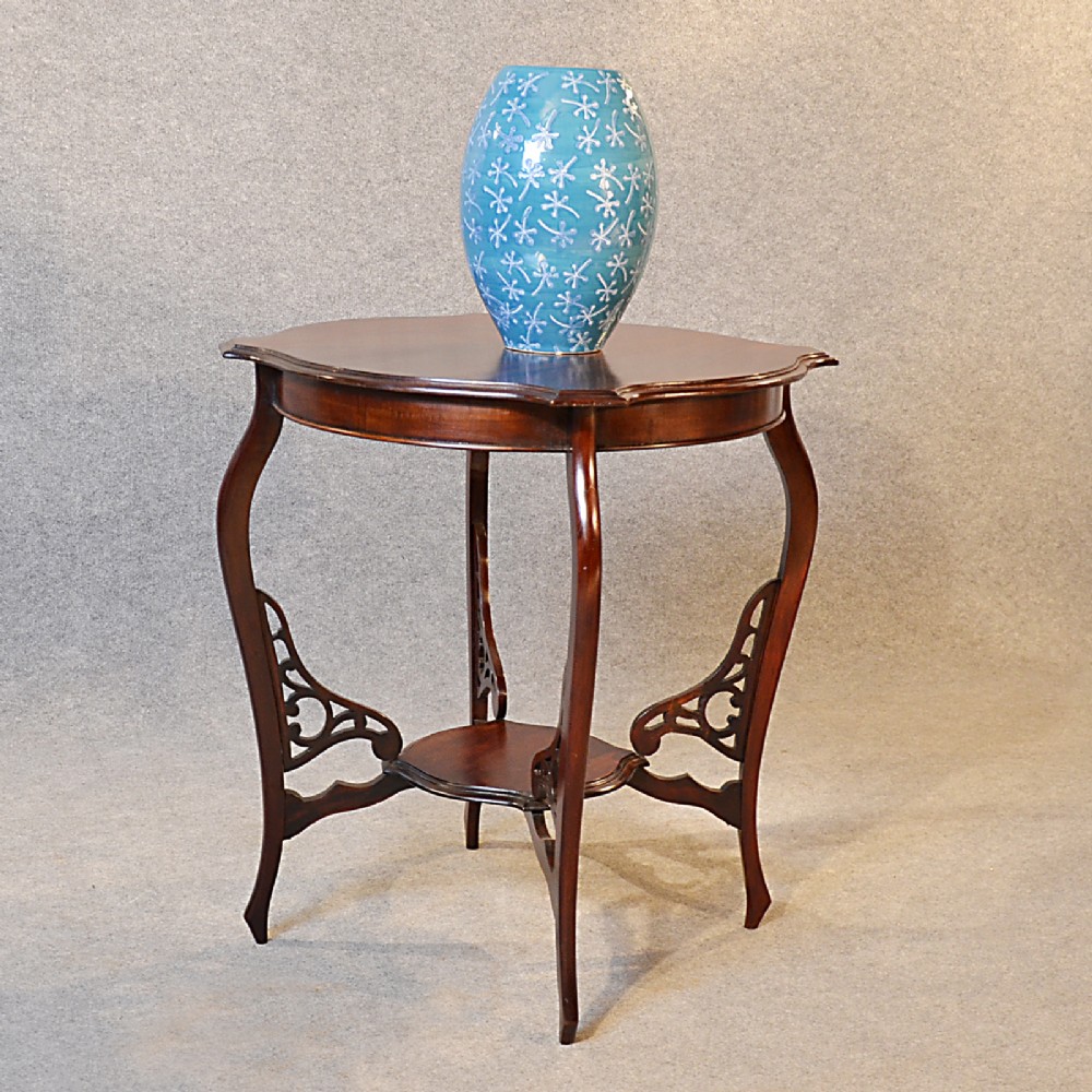 Antique Table Wine Lamp Side Card Victorian Mahogany English Two Tier c1890