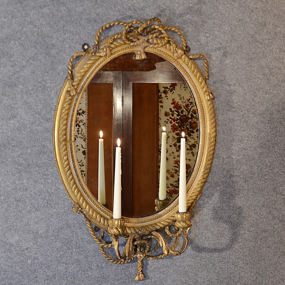 Antique Wall Mirror Regency Gilt Girondole Sconce Candelabra Looking Glass c1820