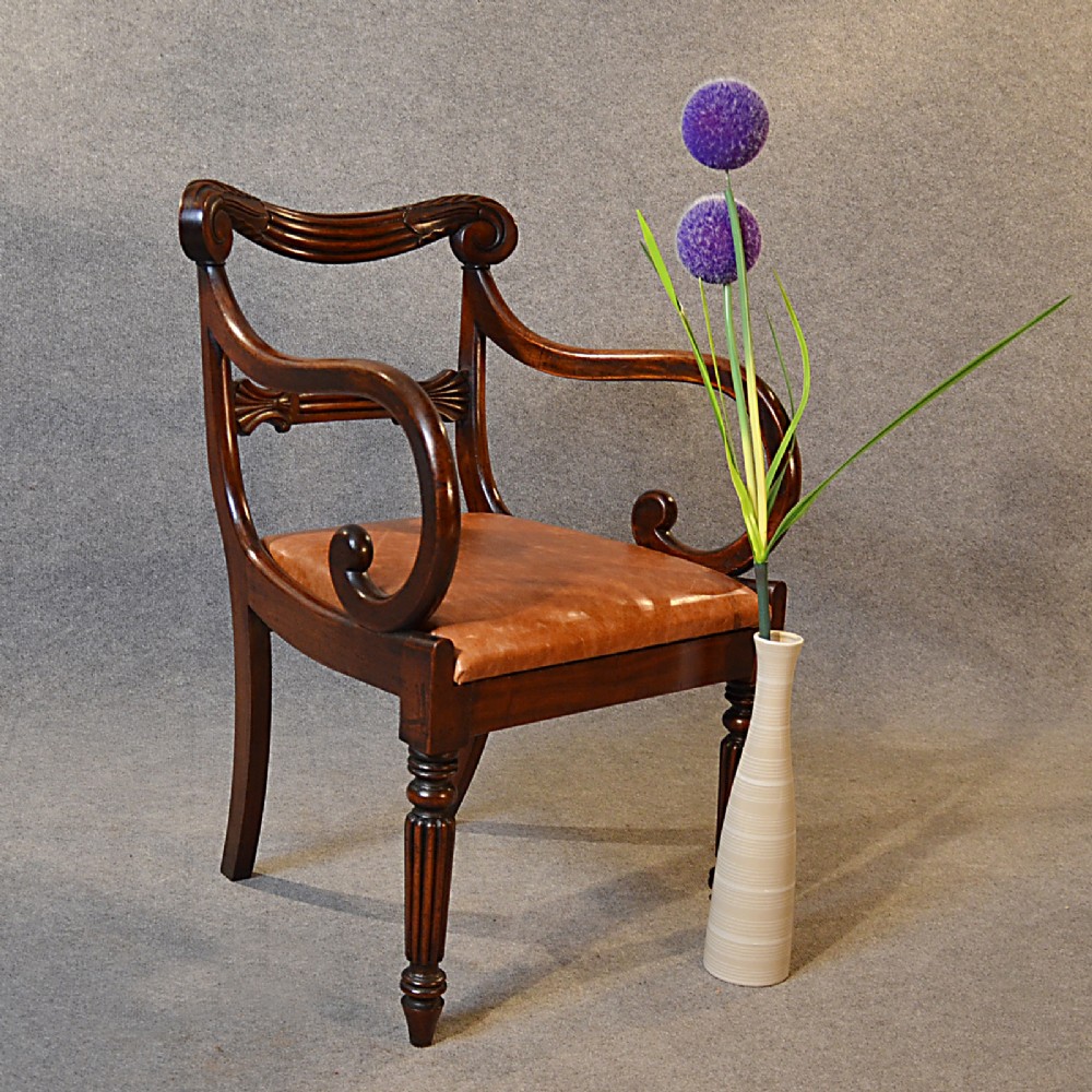 Antique Chair Leather Dining Side Office Desk Study English William IV c1835