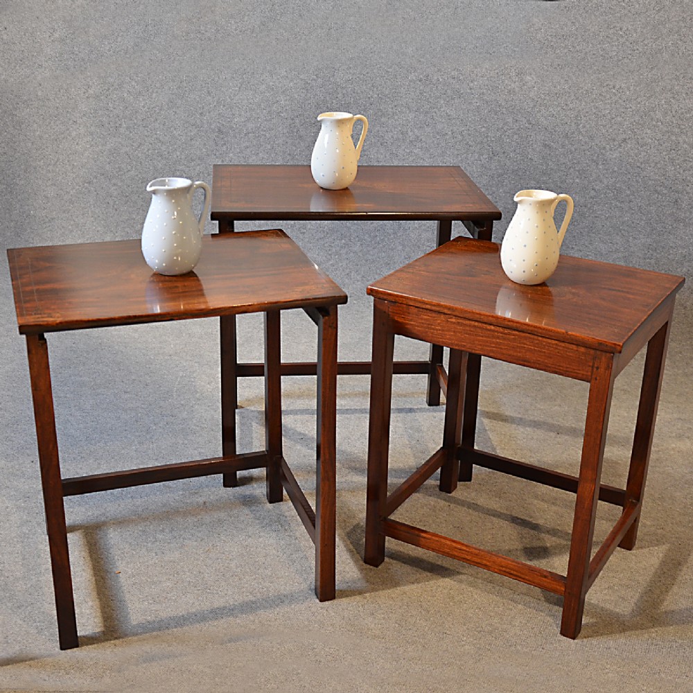 Antique Nest Set Tables Side Occasional Mahogany Inlaid English Edwardian c1910