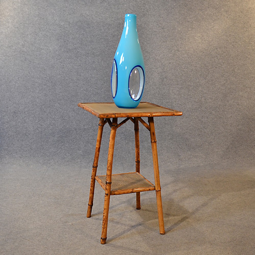 Antique Victorian Bamboo Table Two Tier Oriental Lamp Occasional Side c1890