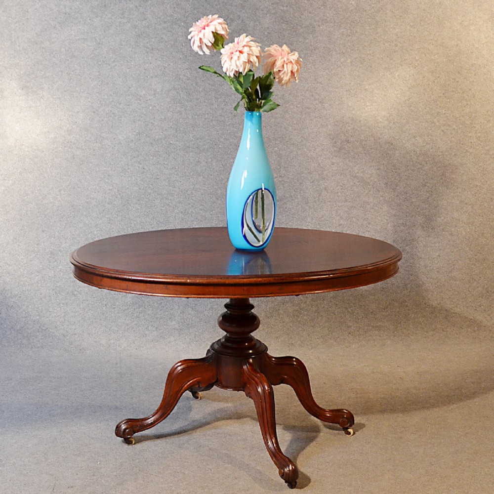 Antique Table Victorian Breakfast Loo Tea Centre Oval Dining Tilt Mahogany c1870