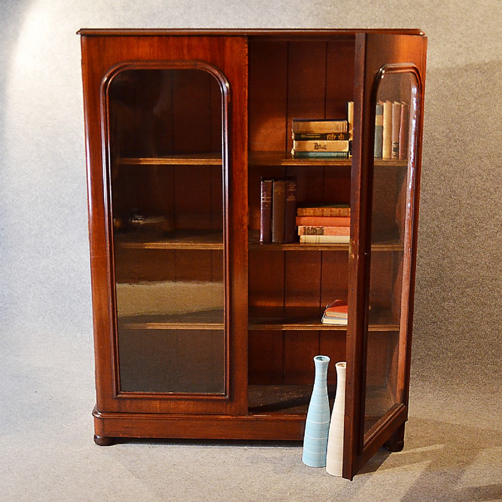 Antique Glazed Bookcase Display Case Cabinet Quality Victorian Mahogany c1870