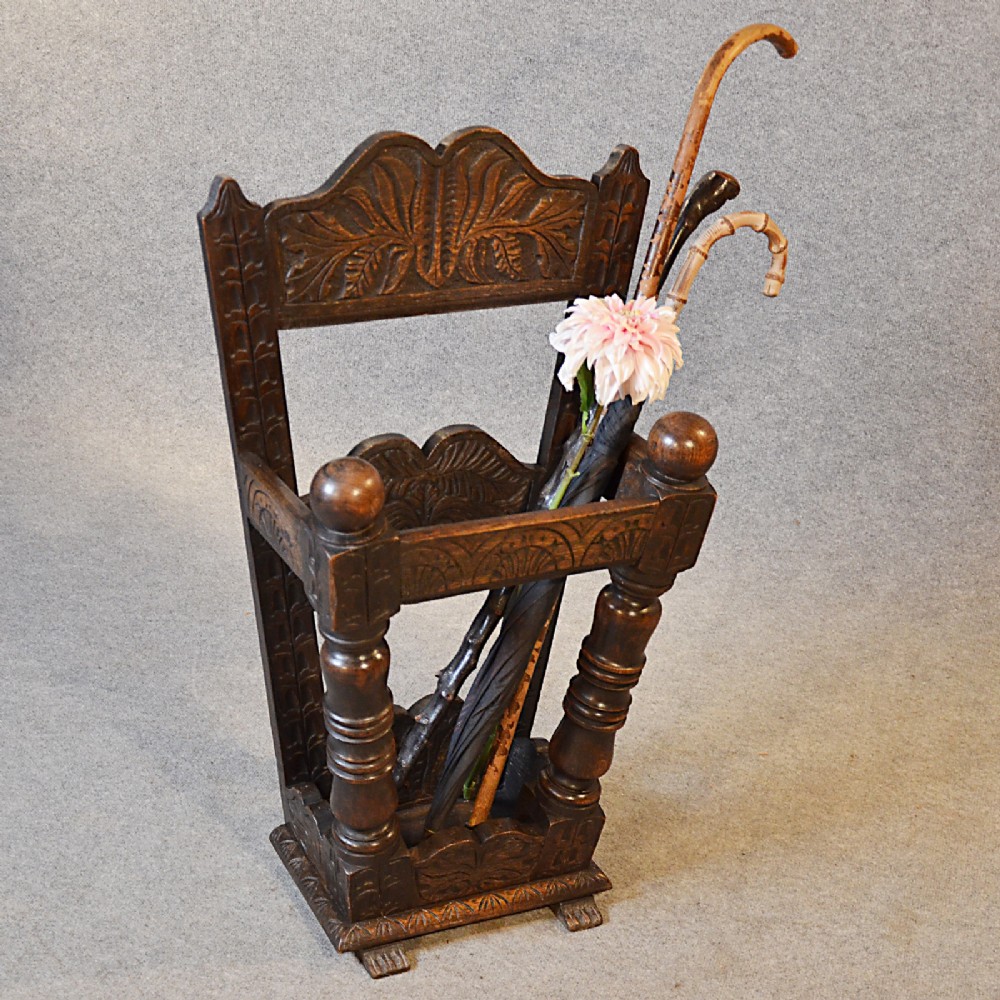 Antique Stick Umbrella Hall Stand English Victorian Oak Superb Quality c1870