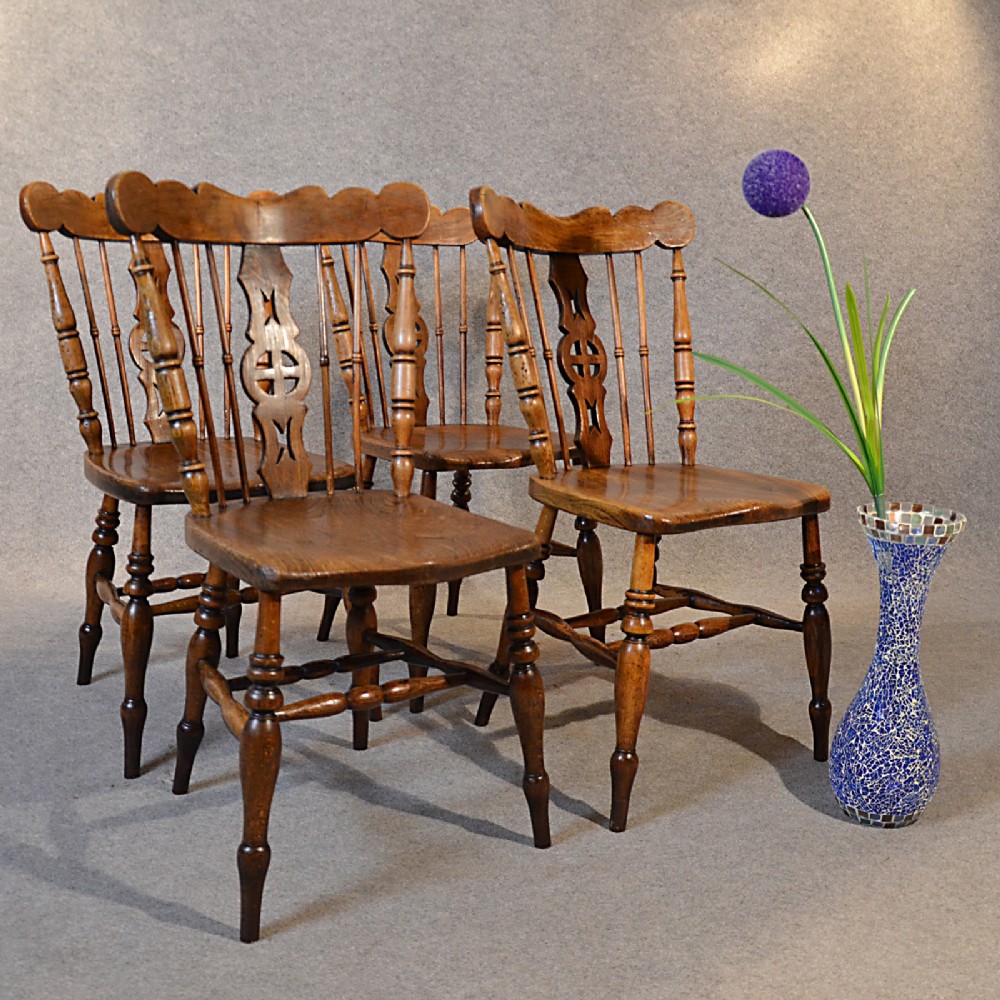 Antique Set Chairs Victorian Elm Kitchen Dining Windsor Superior Quality c1850