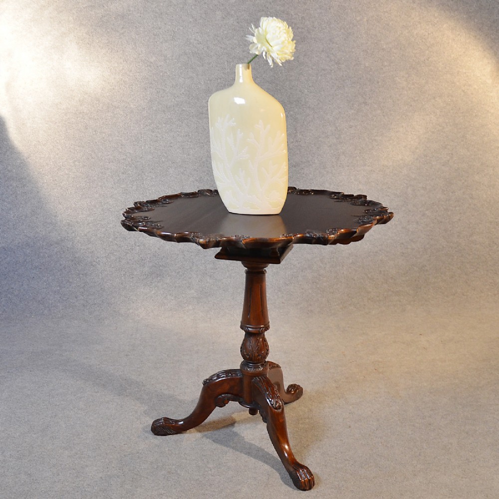 Antique Table Lamp Tripod Wine Tea Side Tilt Occasional English Mahogany c1900