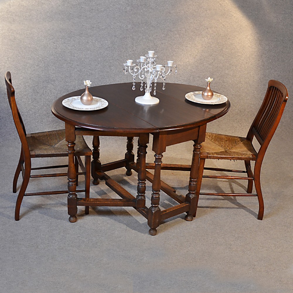 Antique Oak Oval Table Gate Leg Drop Flap Victorian Country Farmhouse c1850