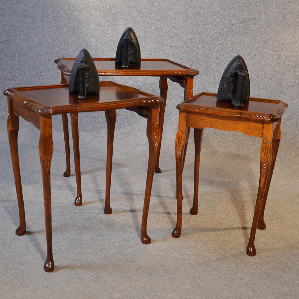 Antique Nest Tables Side Occasional English Edwardian Flame Mahogany c1910