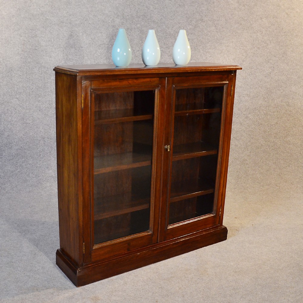 Antique Cabinet Victorian Small Glazed Display Cupboard Bookcase Mahogany c1900