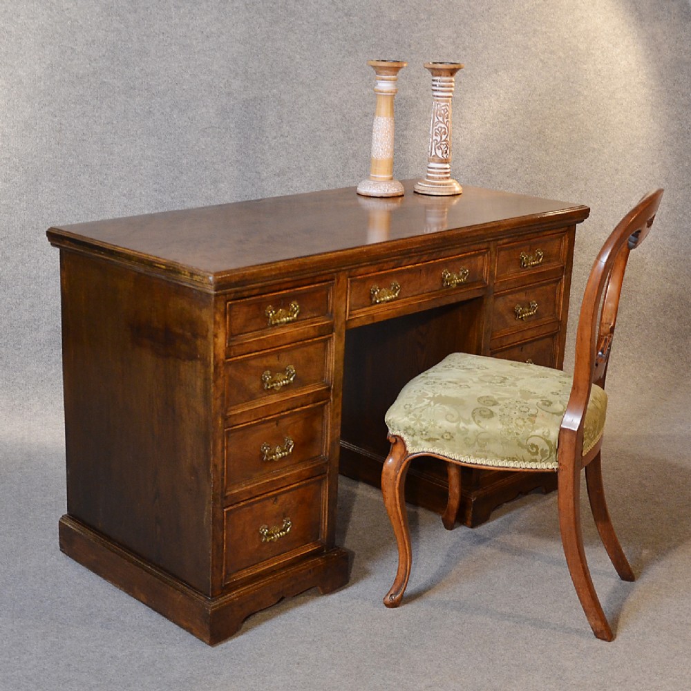 Antique Desk Walnut Oak Victorian English Pedestal Writing Table Shoolbred c1880
