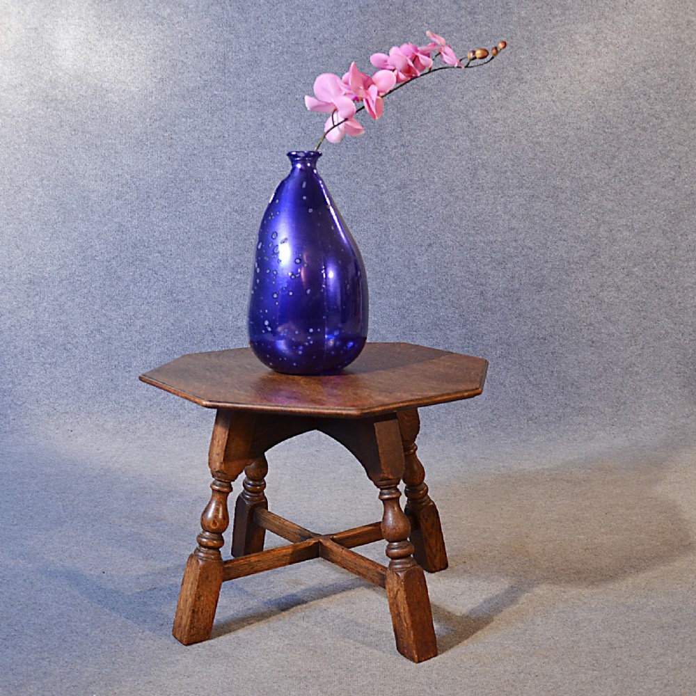 Antique Oak Table Low Side Occasional Coffee Lamp English Edwardian c1910