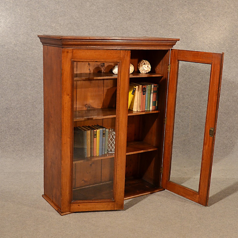 Antique Bookcase Display Library Glazed Cabinet Victorian English Mahogany c1890