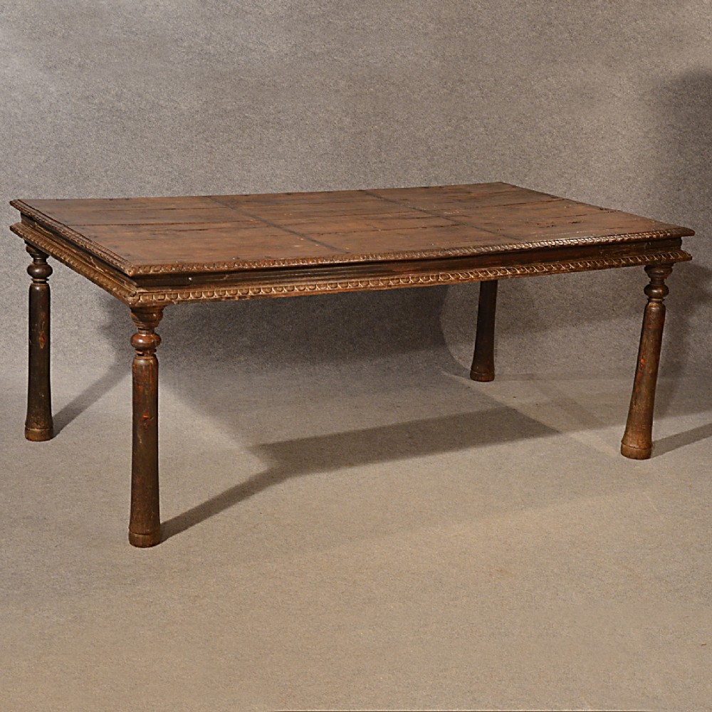 Antique Dining Table Walnut Iron Bound 17th Century