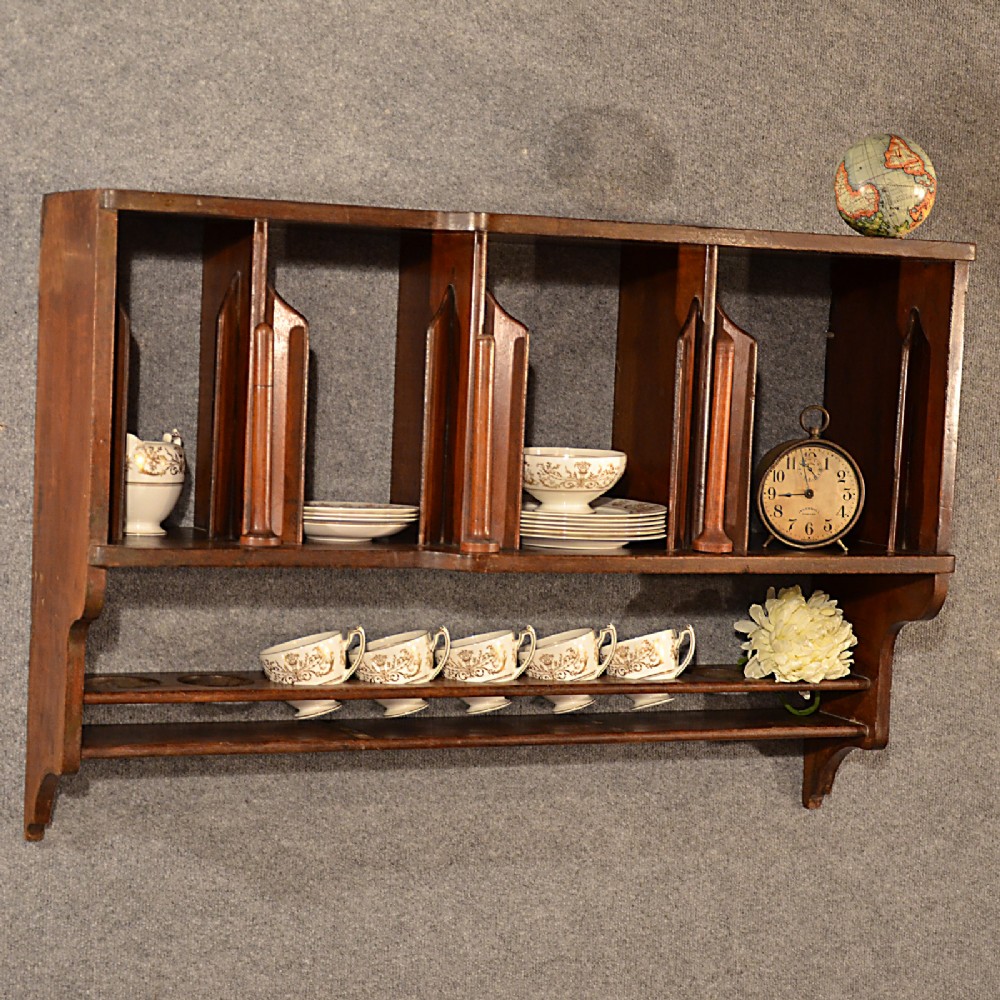 Antique Ships Galley Plate Rack Boat Kitchen Storage Vintage Mahogany c1900