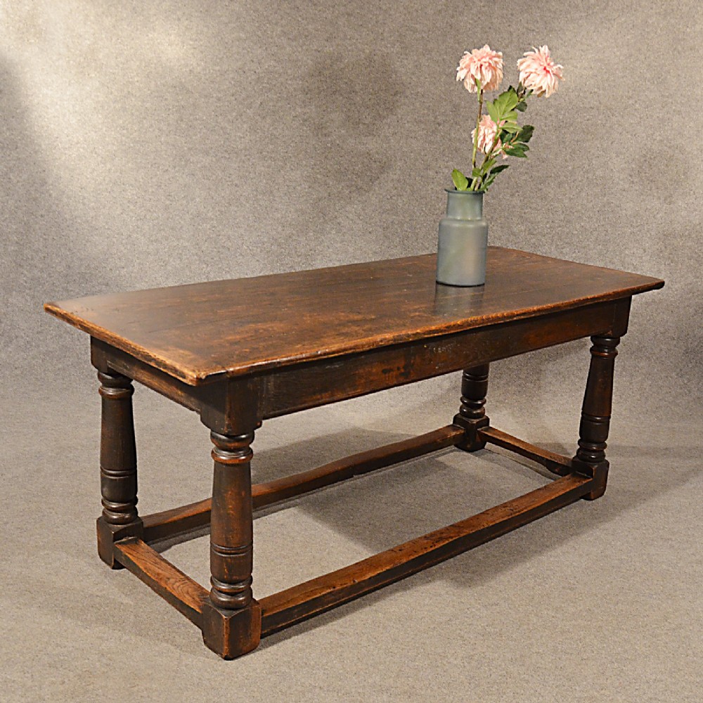 Antique Refectory Dining Kitchen Table Solid English Oak Top Quality c1800