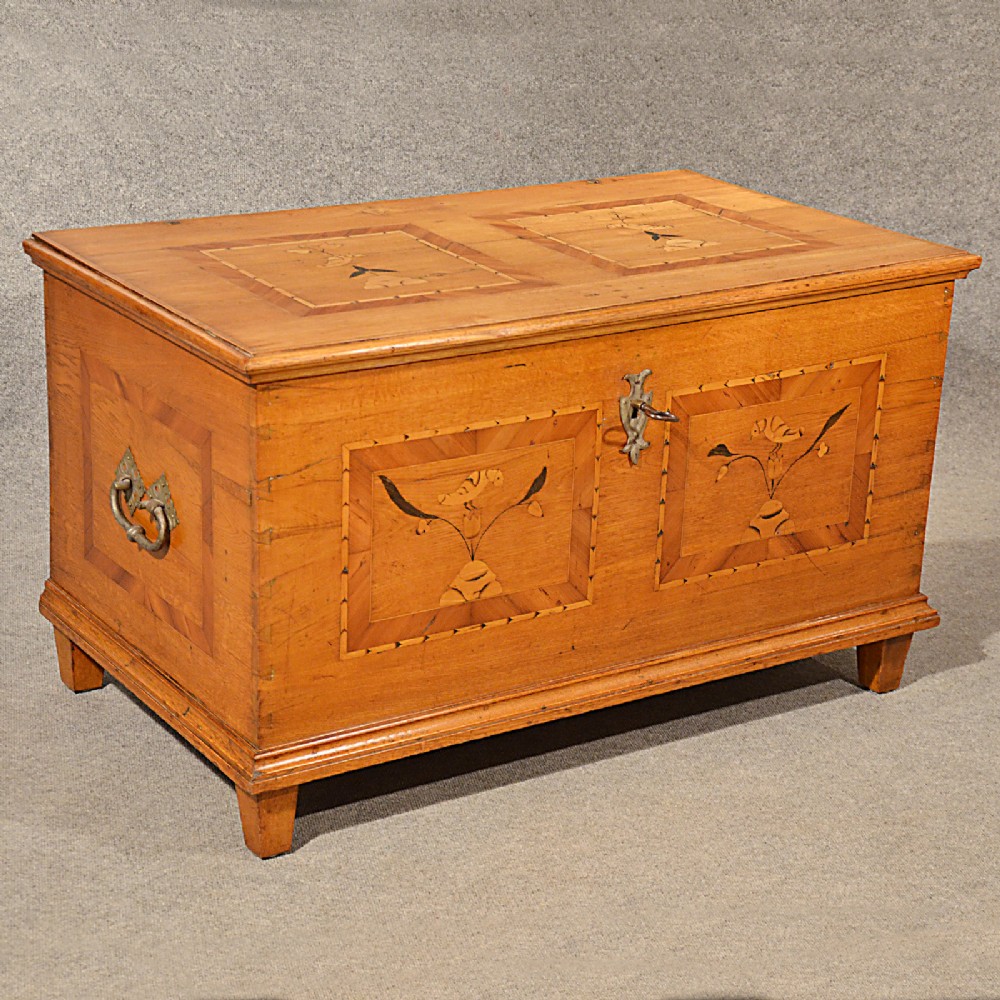 Antique Chest Trunk Blanket Box Coffer Quality Marquetry Fine Inlaid Oak c1870