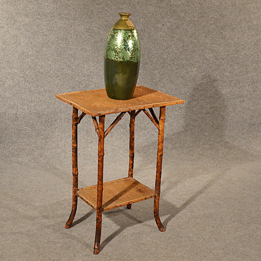 Antique Table Lamp Side Display Two Tier Bamboo Stand Oriental Victorian c1890