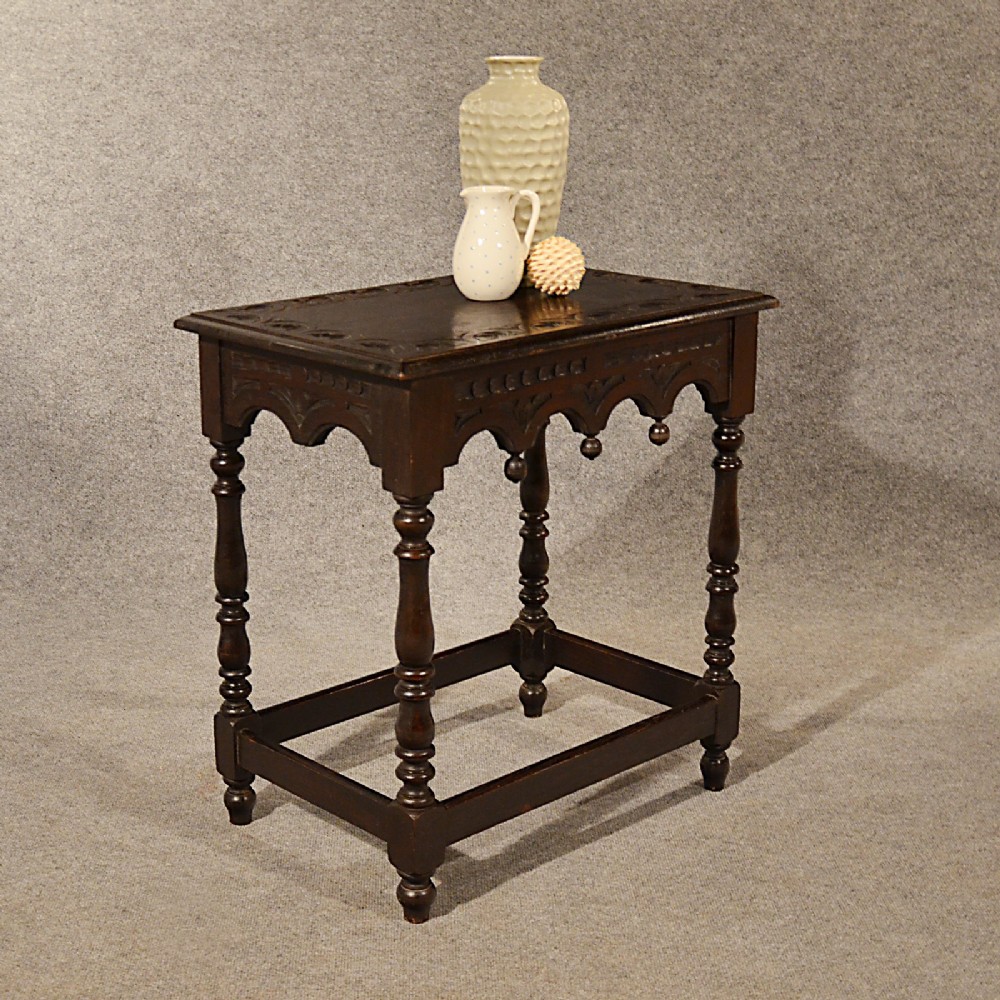 Antique Table Lamp Occasional Sofa Side Hall Victorian English Carved Oak c1880