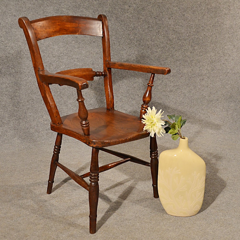 Antique Elm Country Chair Windsor Carver Kitchen Dining English Regency c1830