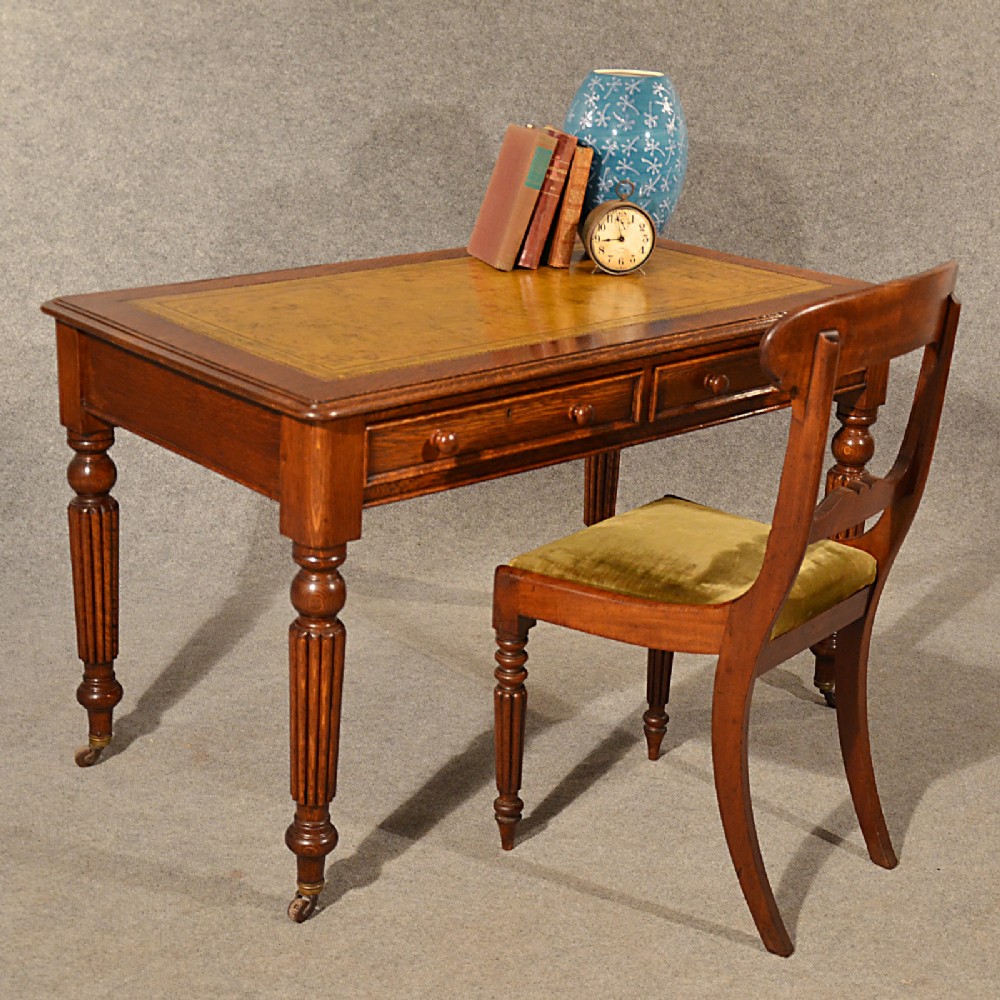 Antique Oak Desk Leather Quality Library Writing Table English Victorian c1870