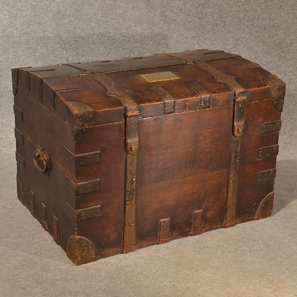 Antique Silver Military Chest Campaign Trunk Quality Provenance Oak c1870
