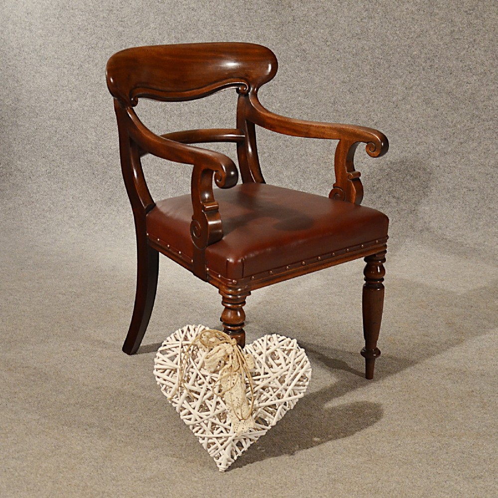 Antique Leather Study Desk Elbow Chair Armchair Quality English Regency c1830