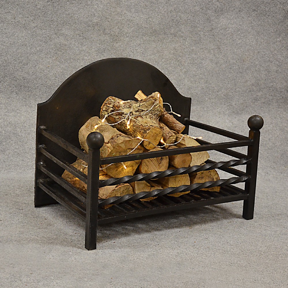 Antique Fire Basket Chimney Hearth Fireplace Iron Grate c1900