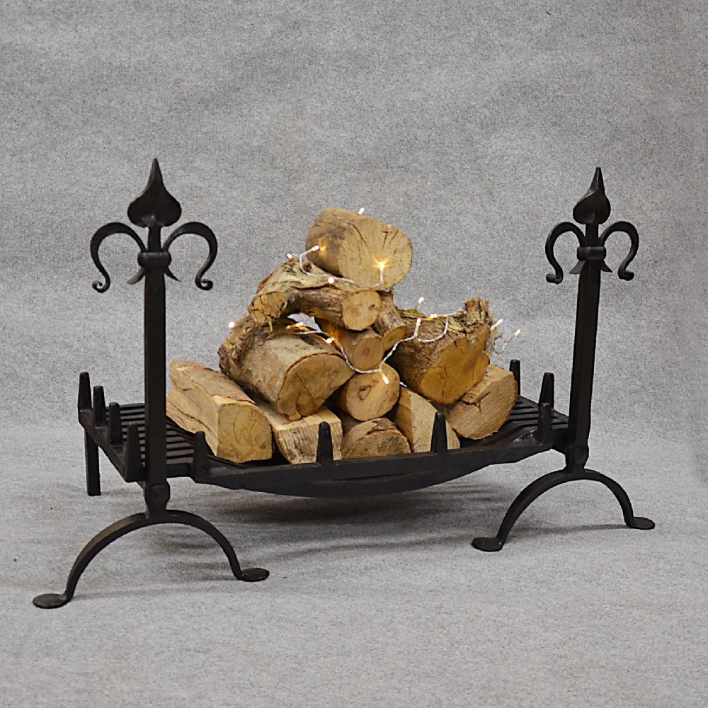 Antique Fire Basket Chimney Hearth Fireplace Iron Grate c1900