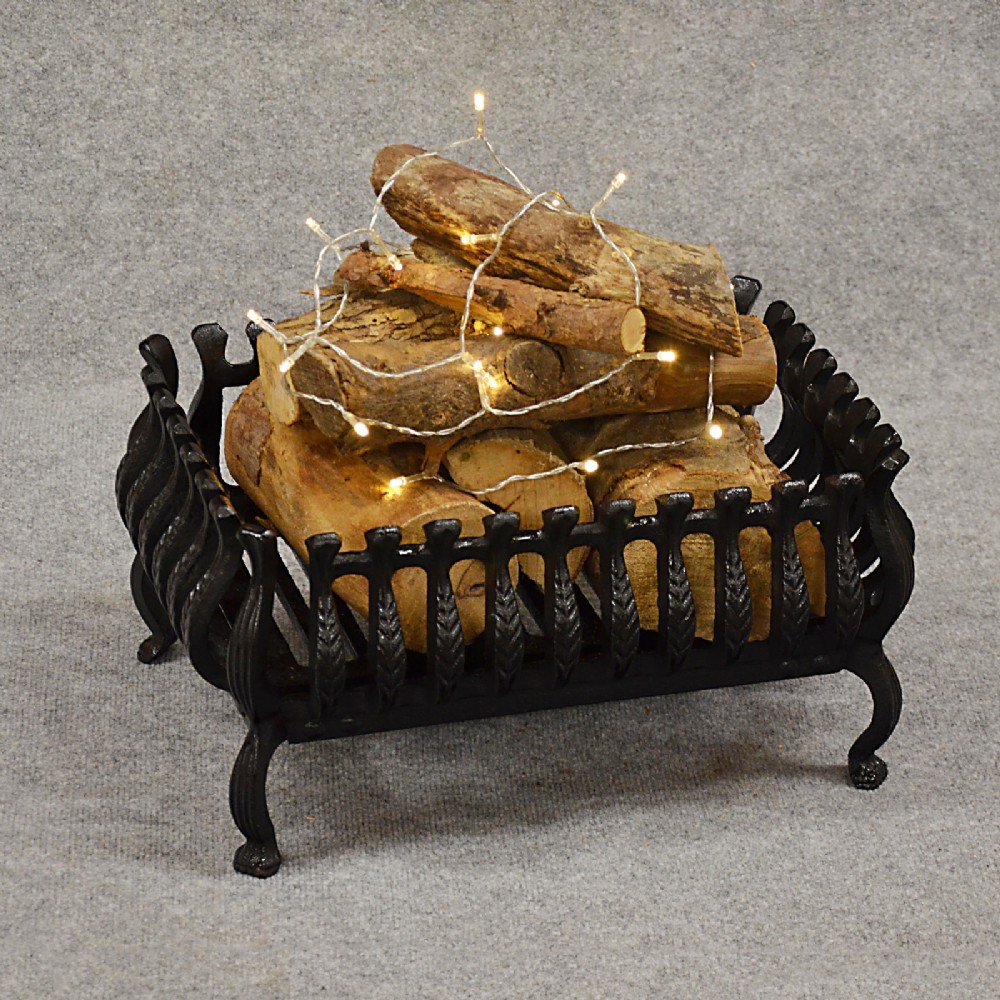 Antique Fire Basket Chimney Hearth Fireplace Iron Grate c1900