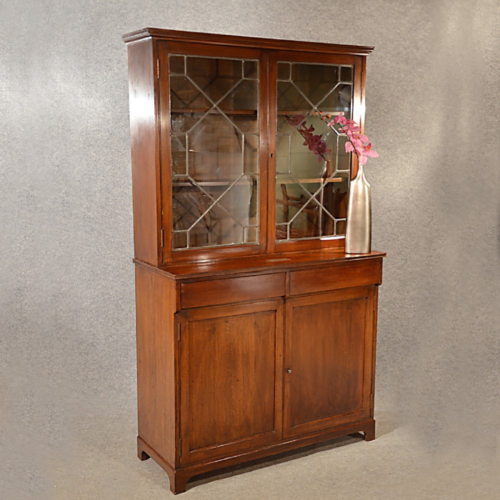 Antique Oak Display Bookcase Cabinet Quality English Edwardian c1910