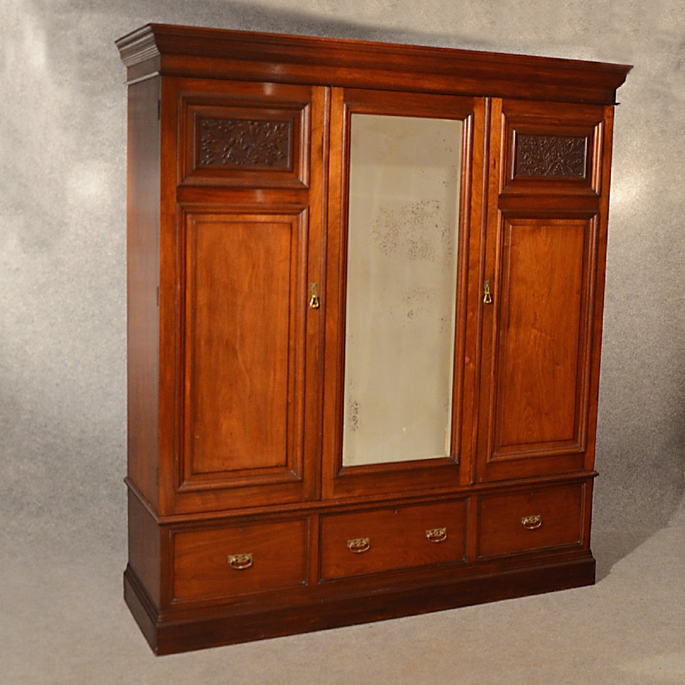 Antique Wardrobe Walnut Linen Press Armoire Compactum English Victorian c1900