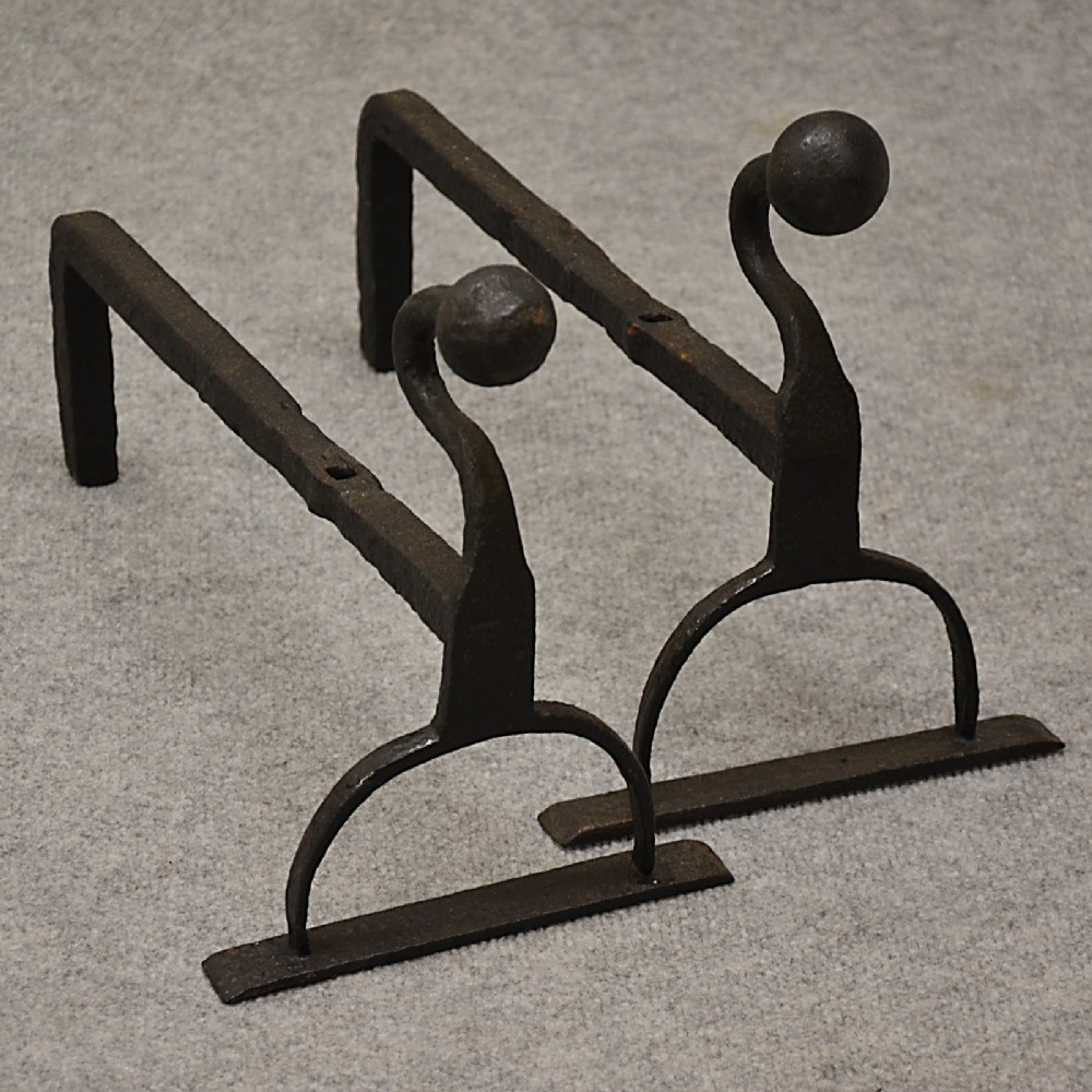 Antique Fire Dogs Andirons Chimney Hearth Fireplace Iron Grate Rests c1900