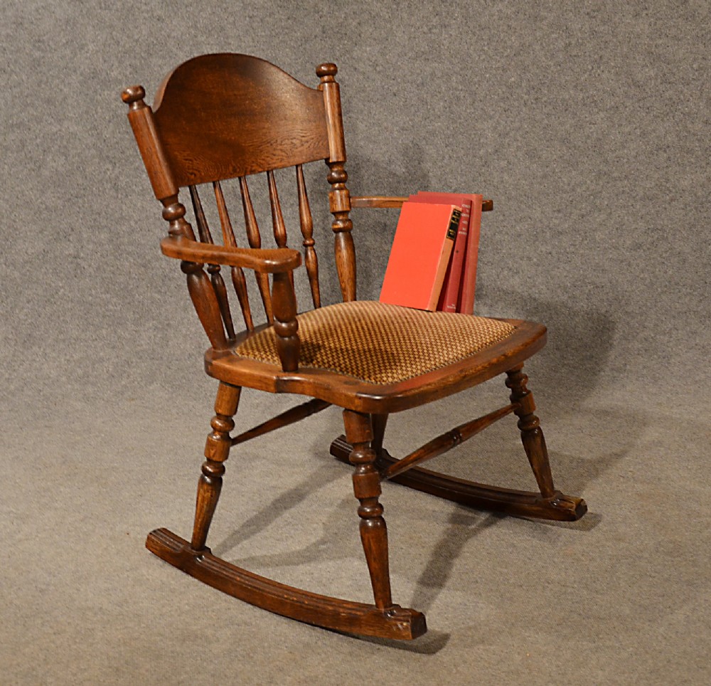 Vintage Oak Windsor Rocking Easy Chair Armchair Excellent Condition Art Deco