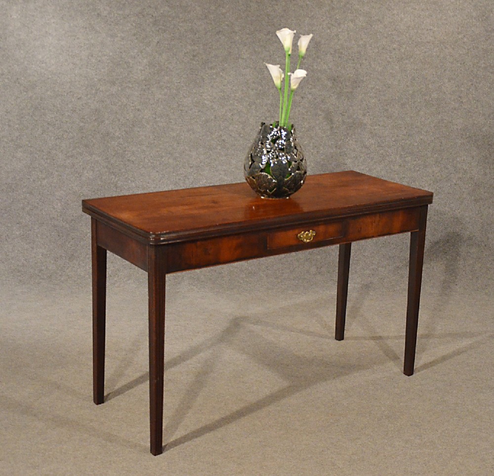 Antique Side Dining Card Fold Over Hall Table Large 4' English Georgian c1800