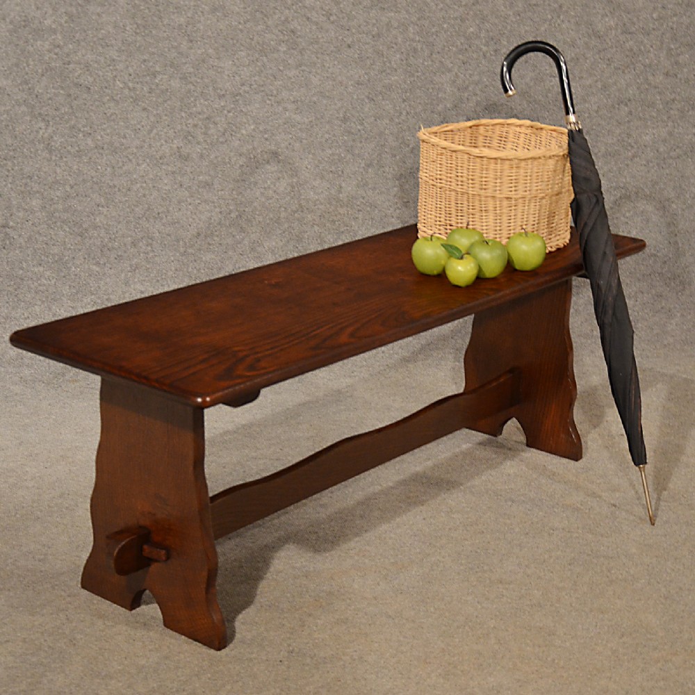 Antique Oak Bench 4' Settle Pew Wide Seat Quality English Late Edwardian c1910