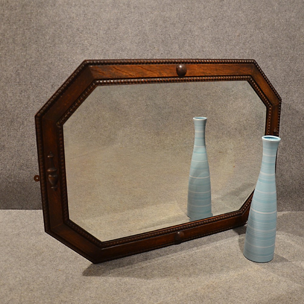 Antique Oak Mirror Overmantle English Edwardian Quality Bevelled Glass c1910