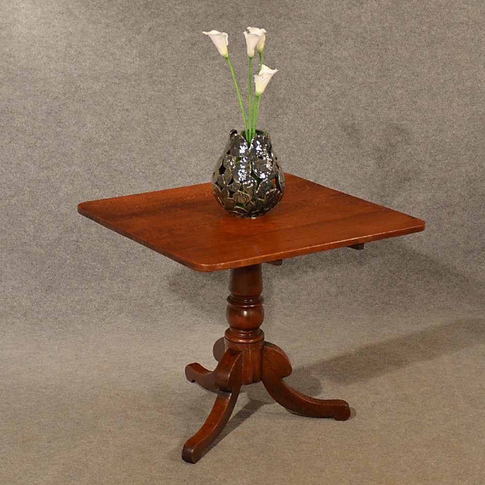 Antique Tripod Table Lamp Display Card Tilt Top English Oak Victorian c1850