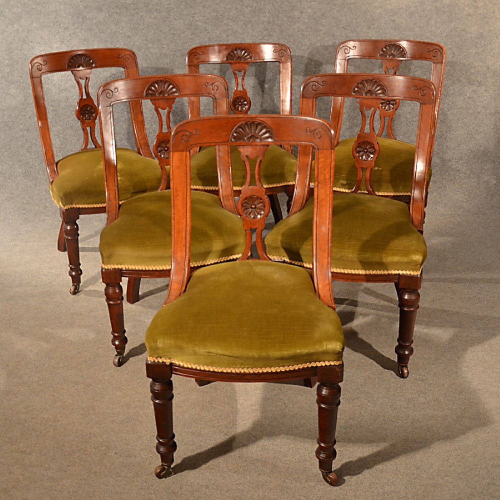 Antique Dining Chairs Quality Set of 6 English Victorian Aesthetic Period c1890
