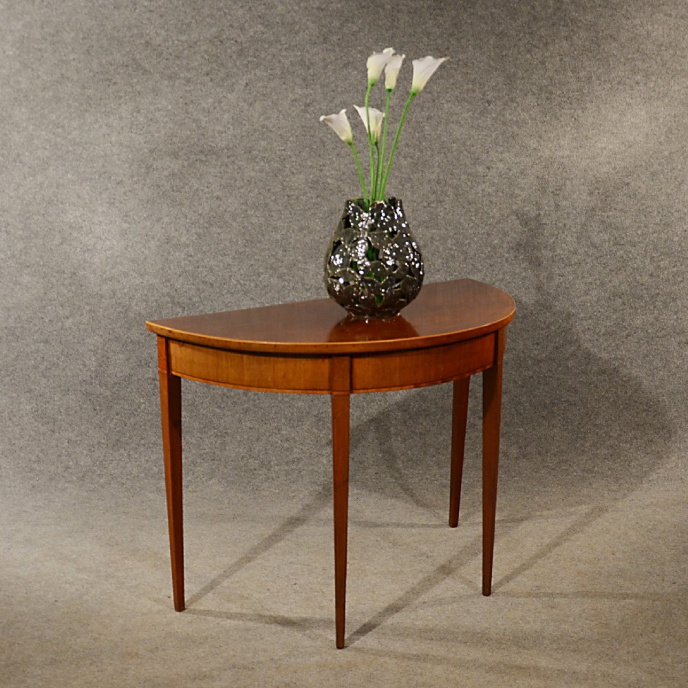 Antique Side Demi Lune Hall Console Table 3' English Georgian Mahogany c1800