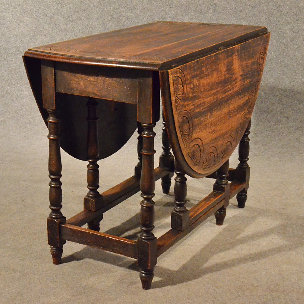Antique Oak Dining Kitchen Table Small Gateleg Drop Leaf Quality ...
